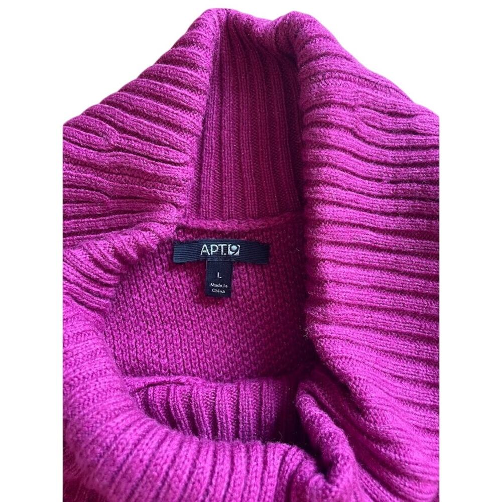 Apt. 9 Fuchsia Pink Cowl Neck Shaker Knit Sweater Size Large